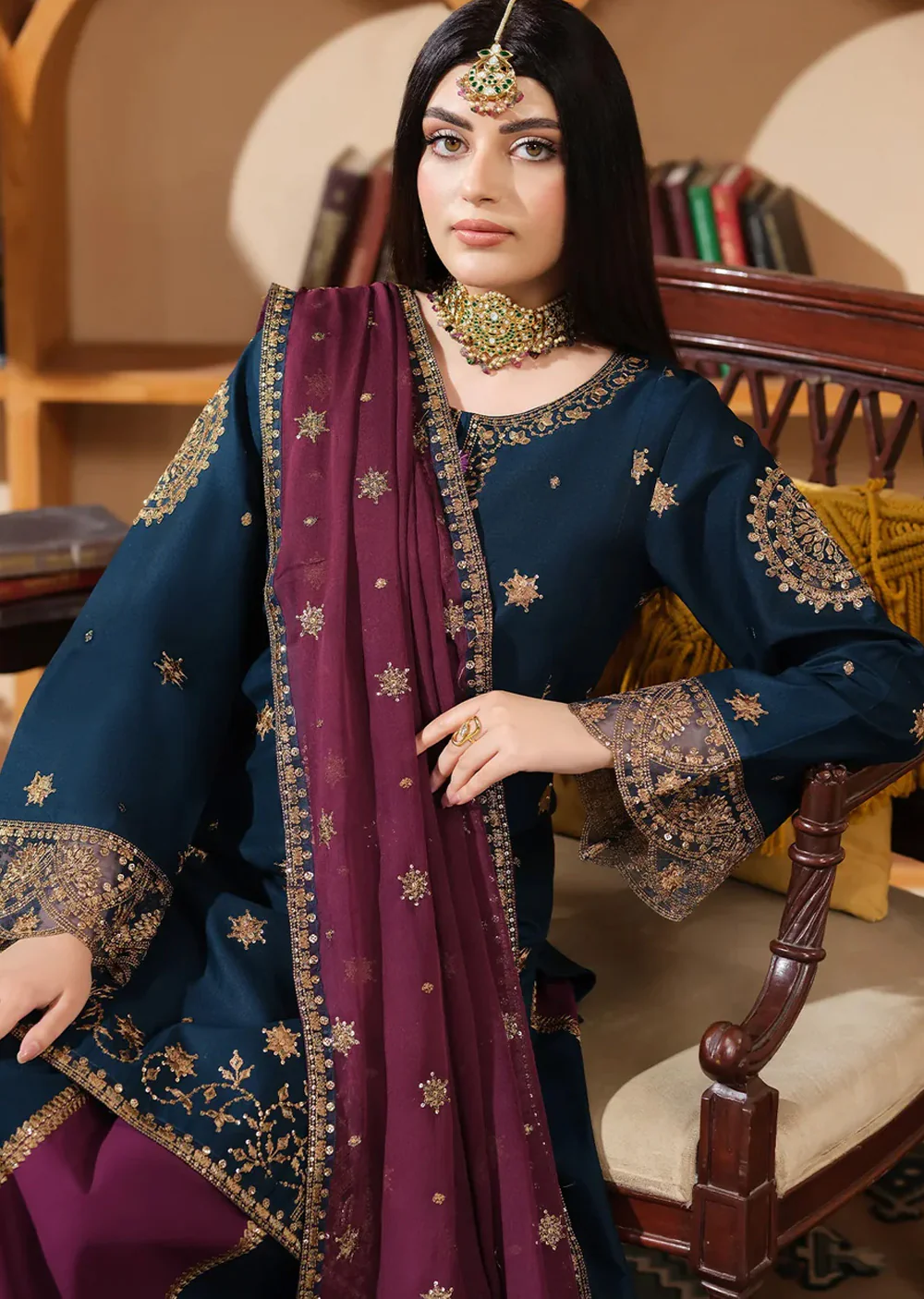 HSS-1187  full embroidered Cambric Cotton shirt - Image 6