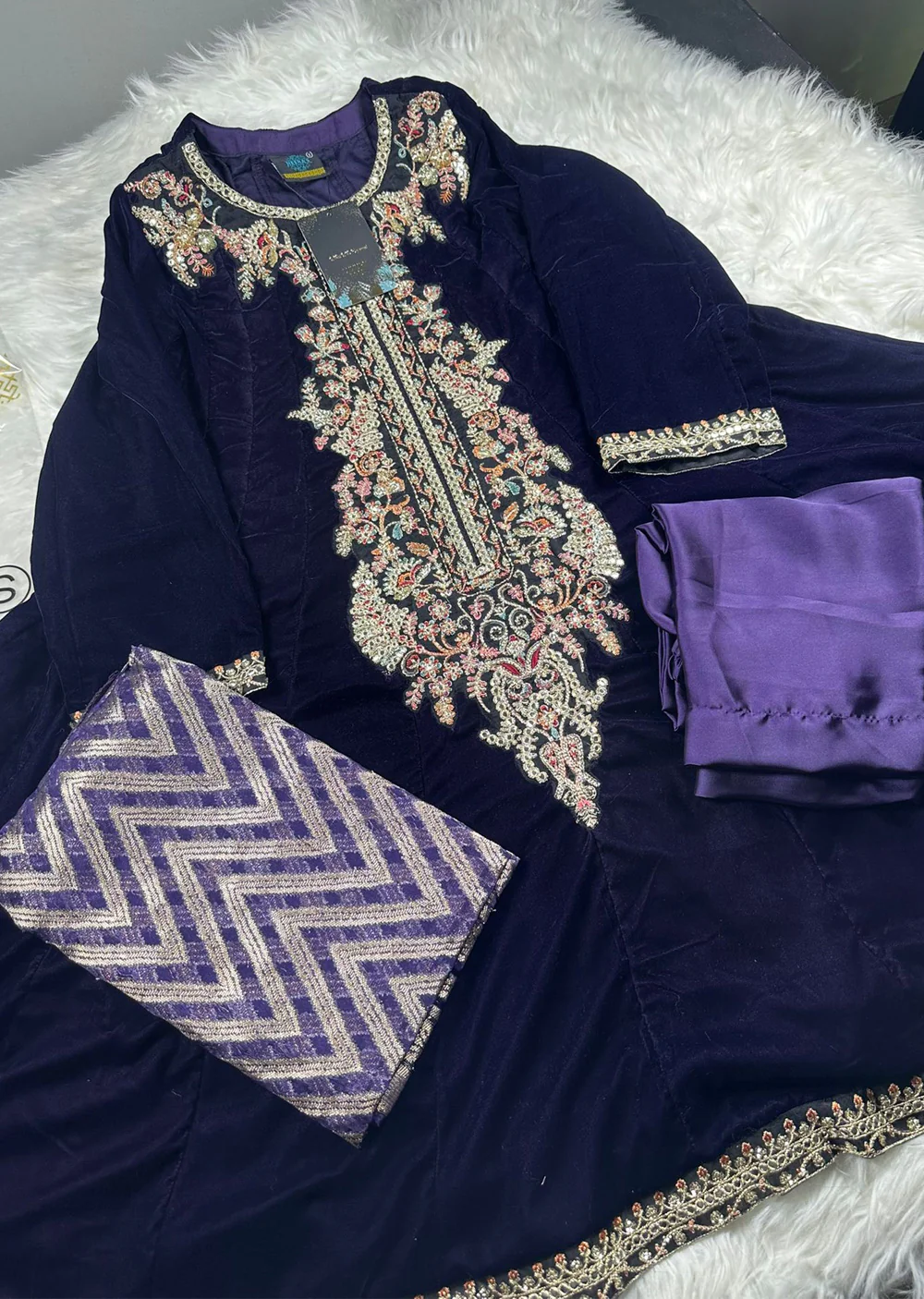 HSS-158 - Purple - Readymade Heeras Sapphire Velvet Majesty Suit