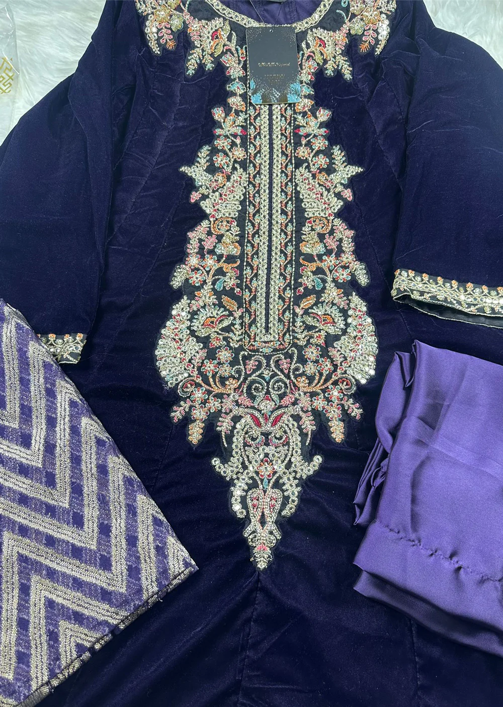 HSS-158 - Purple - Readymade Heeras Sapphire Velvet Majesty Suit - Image 3