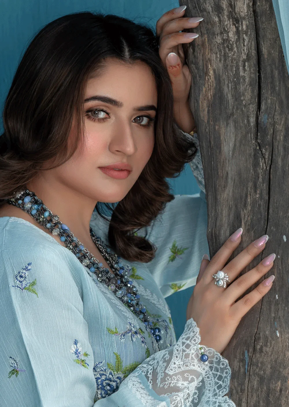 HSS-198 - Readymade - Luxury Sky Aroob Embroidered Suit - Image 5