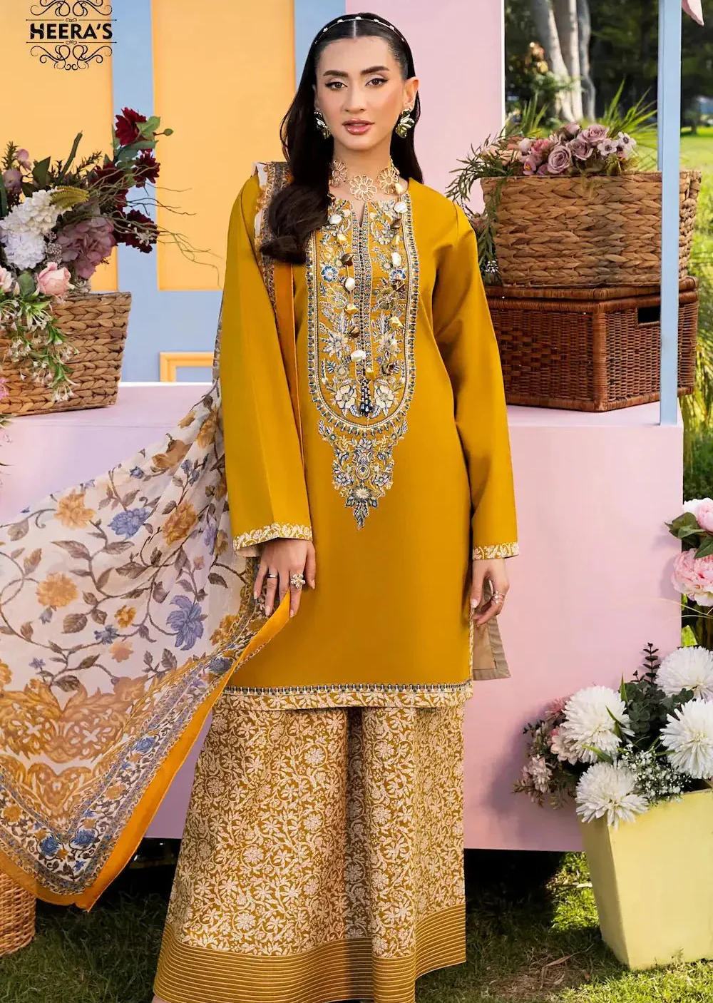 HSS-351- Readymade EIRENE MUSTARD Heeras Suit