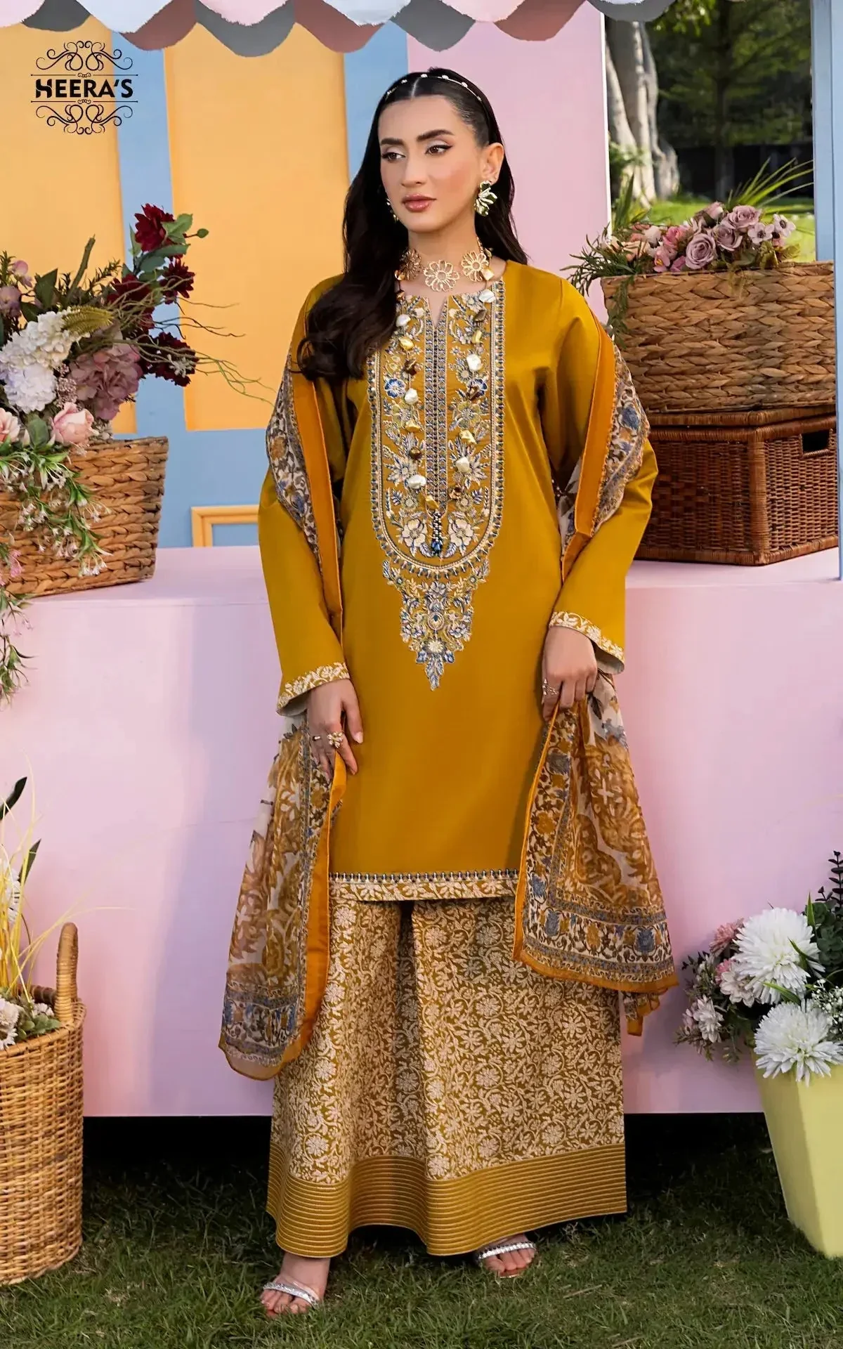 HSS-351- Readymade EIRENE MUSTARD Heeras Suit - Image 3