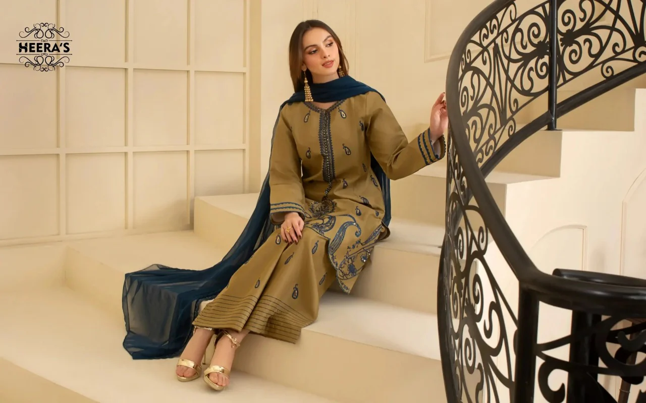 HSS-353- Readymade OLIVE SAPPHIRE Heeras Suit - Image 4