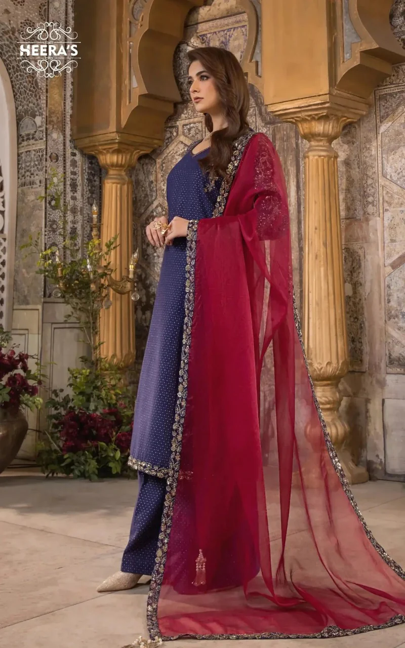 HSS-366- Readymade NYRA BLUE GOLD Heeras Suit - Image 2