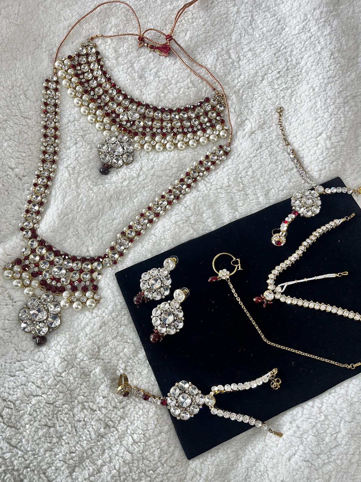 JBM16 Maroon Necklace set