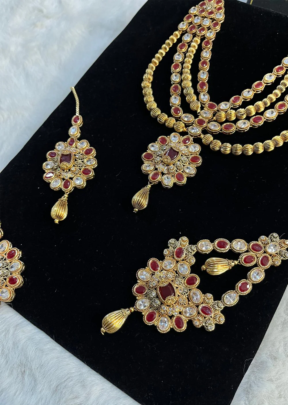 JBM34 Gold Plated with Red Silver choker Set - Image 2