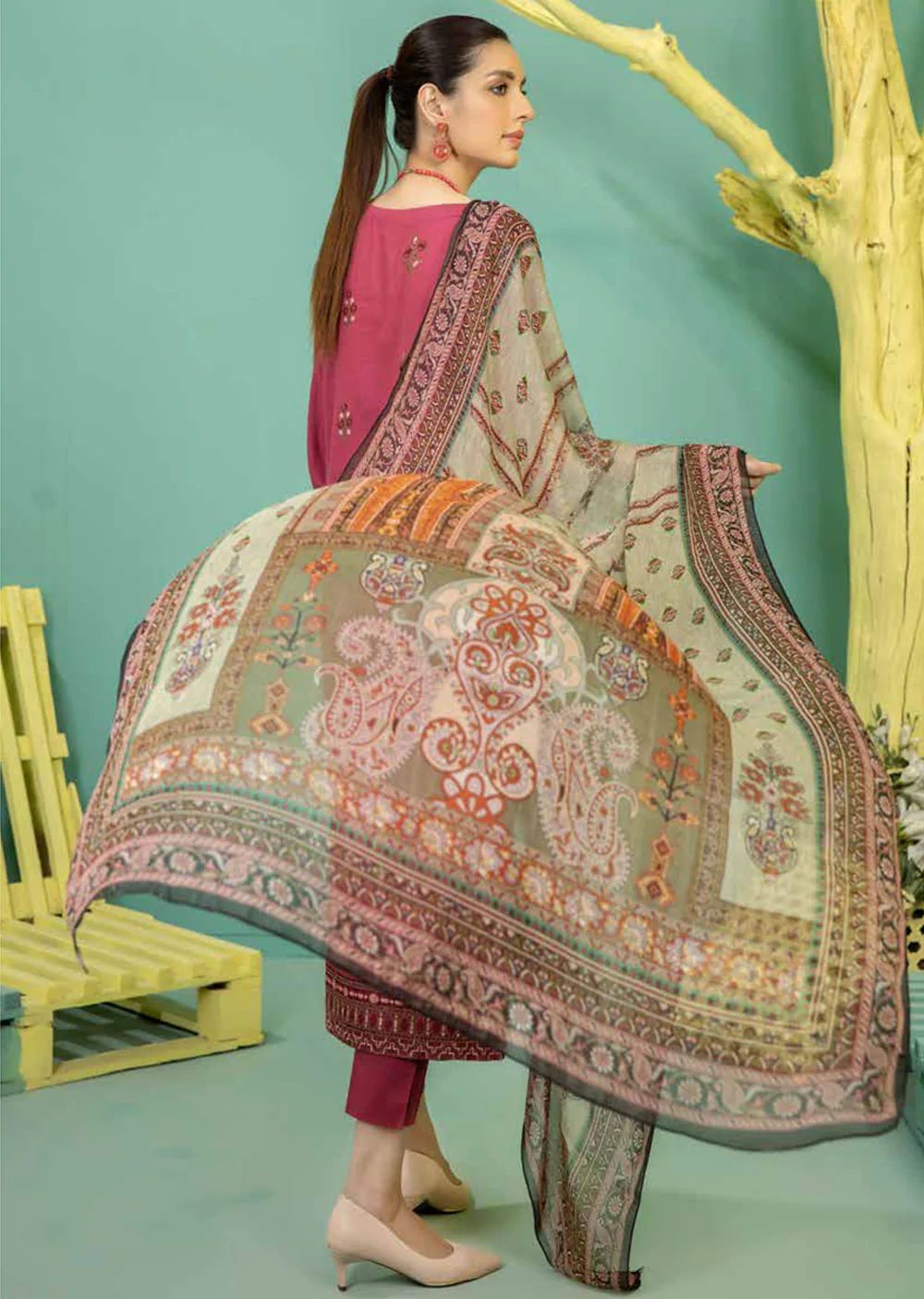 JR-408 - Unstitched - BlueBell Embroidered Cotrai Lawn Collection By Johra 2022 - Image 2