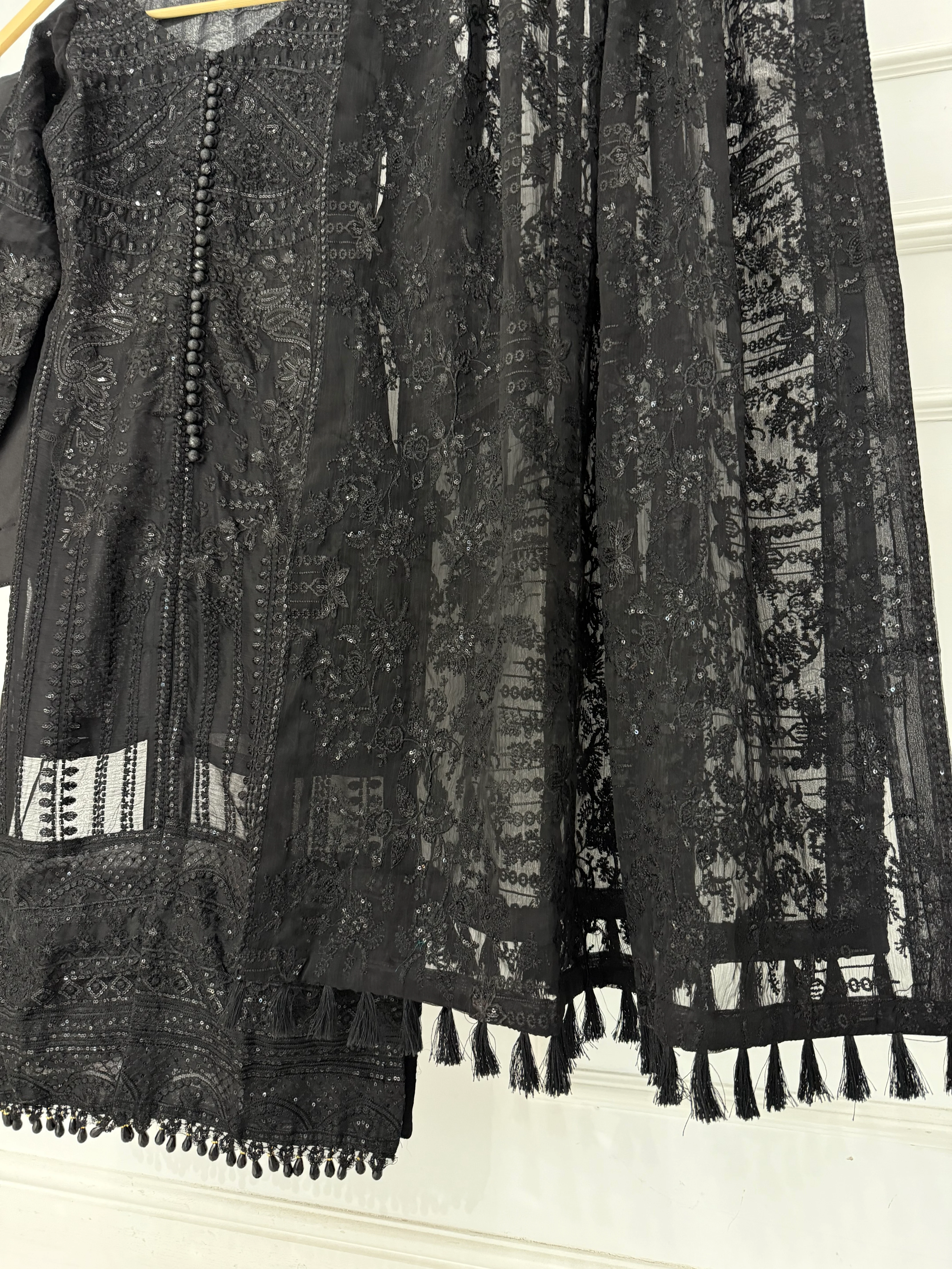 JV1664 Black Readymade Chiffon Suit - Image 2