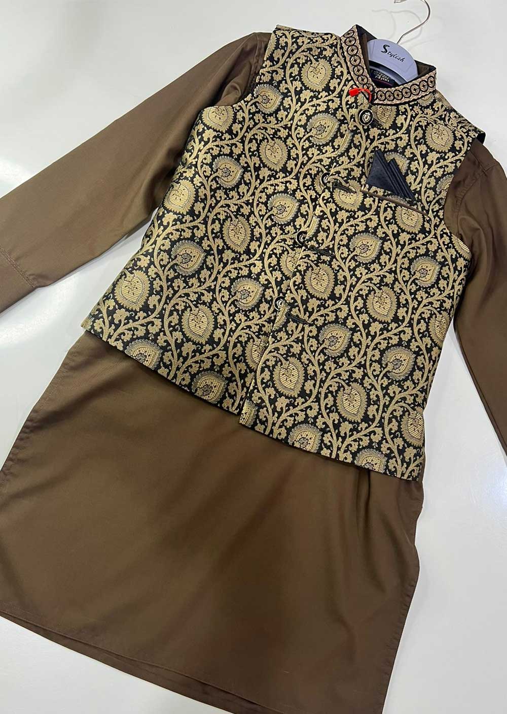 K2072 Readymade Boys Salwar Kameez Waistcoat Set
