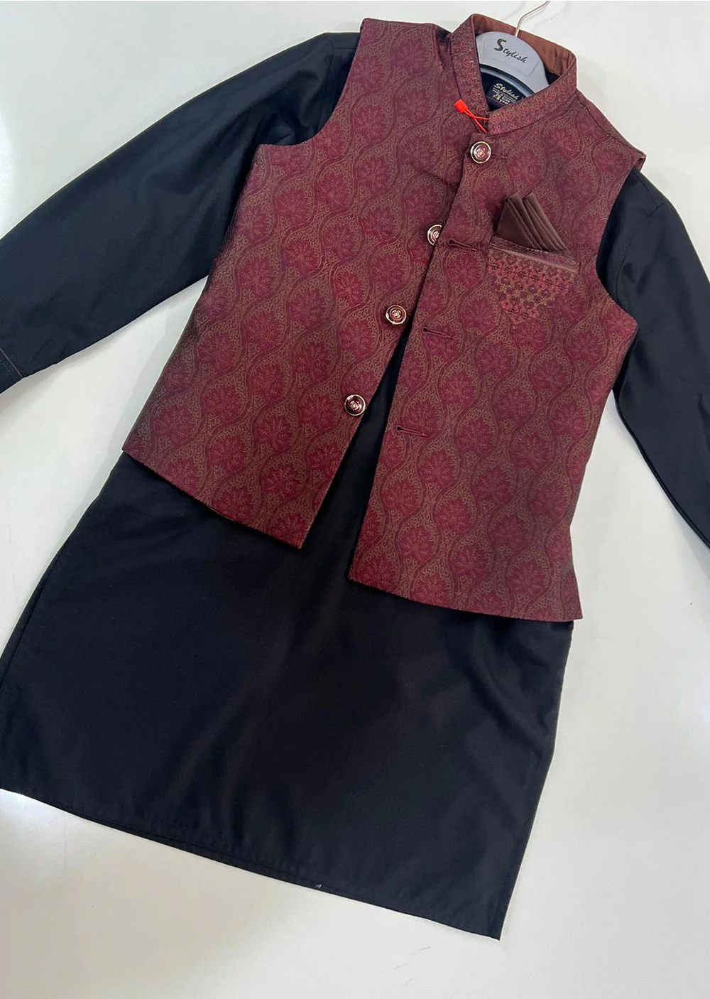 K2074 Readymade Boys Salwar Kameez Waistcoat Set