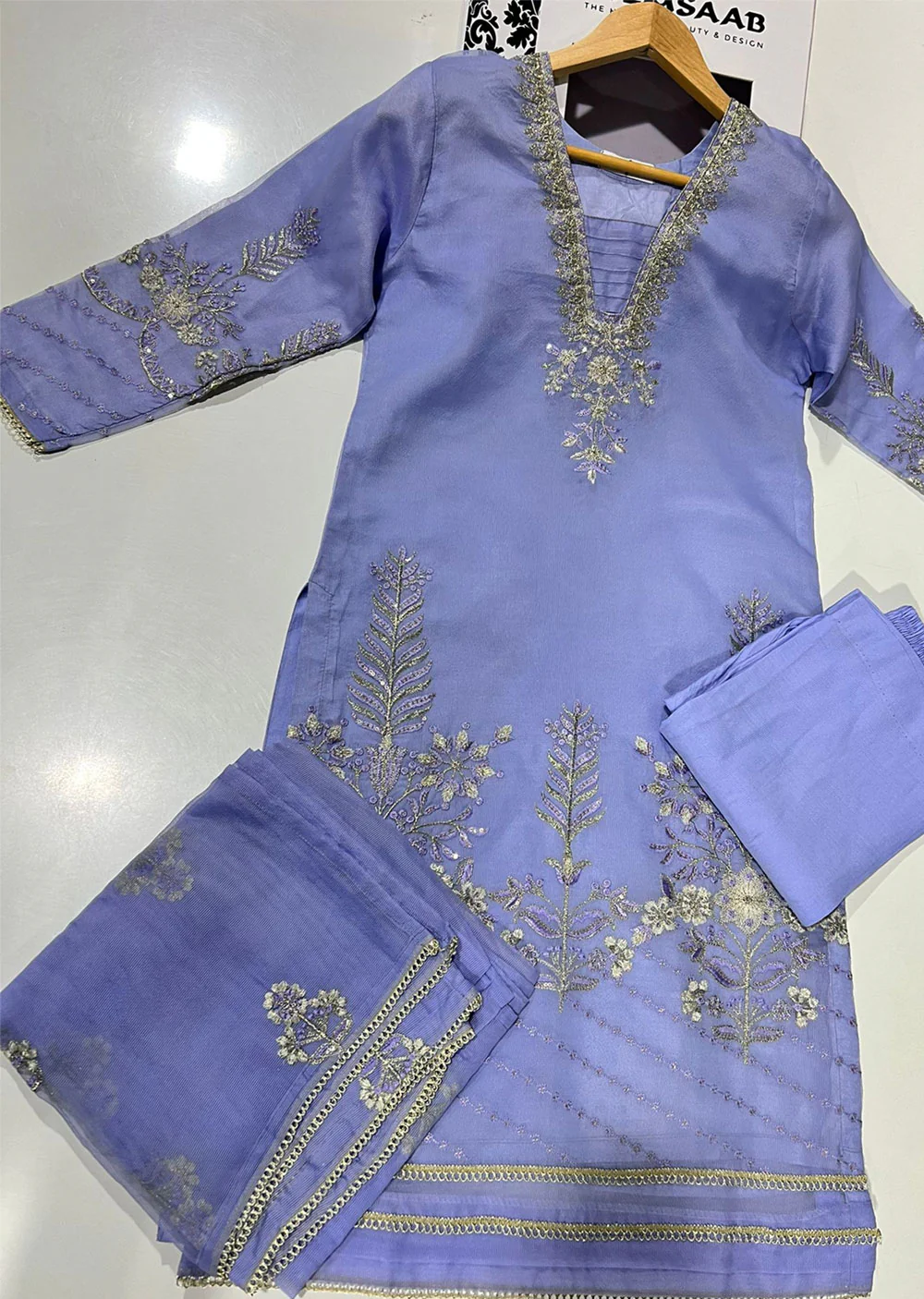 KLD1025 Rosay - Readymade Khadi Net Suit - Image 4