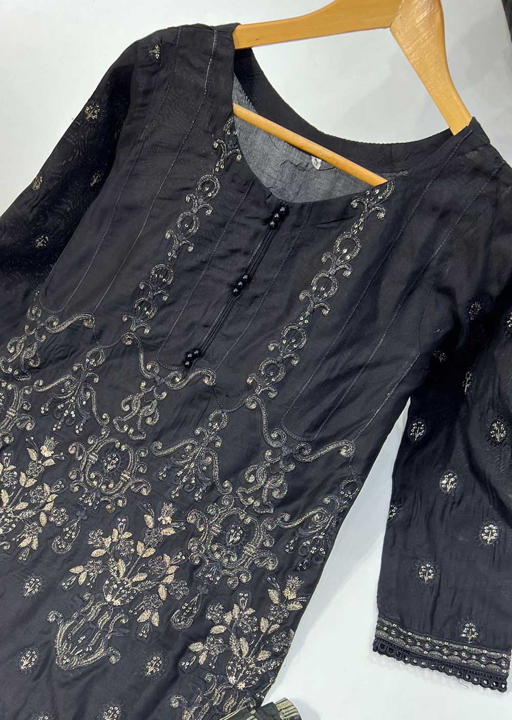 KLD137 Black Readymade Linen Suit - Image 2