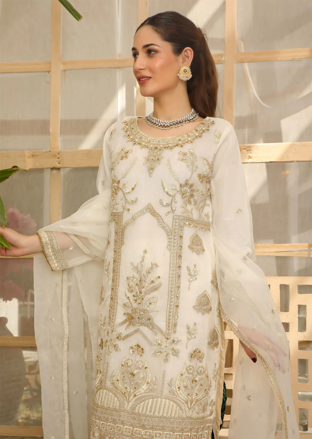 KLD202 Dorothy - Readymade White Organza Suit - Image 2