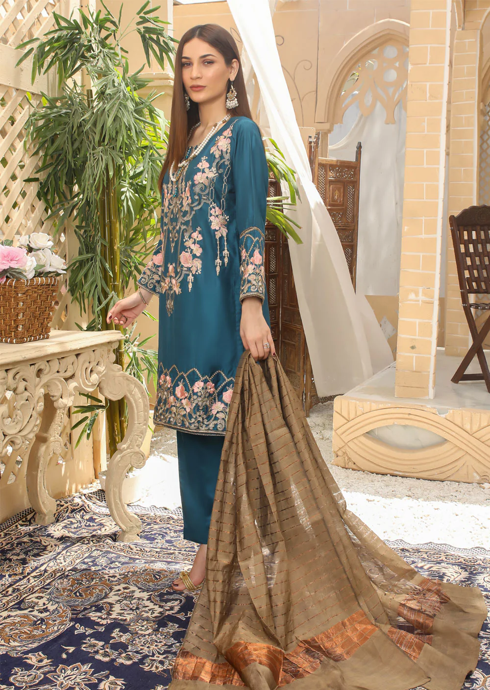 KLD203 Rosewood - Readymade Teal Viscose Suit - Image 2