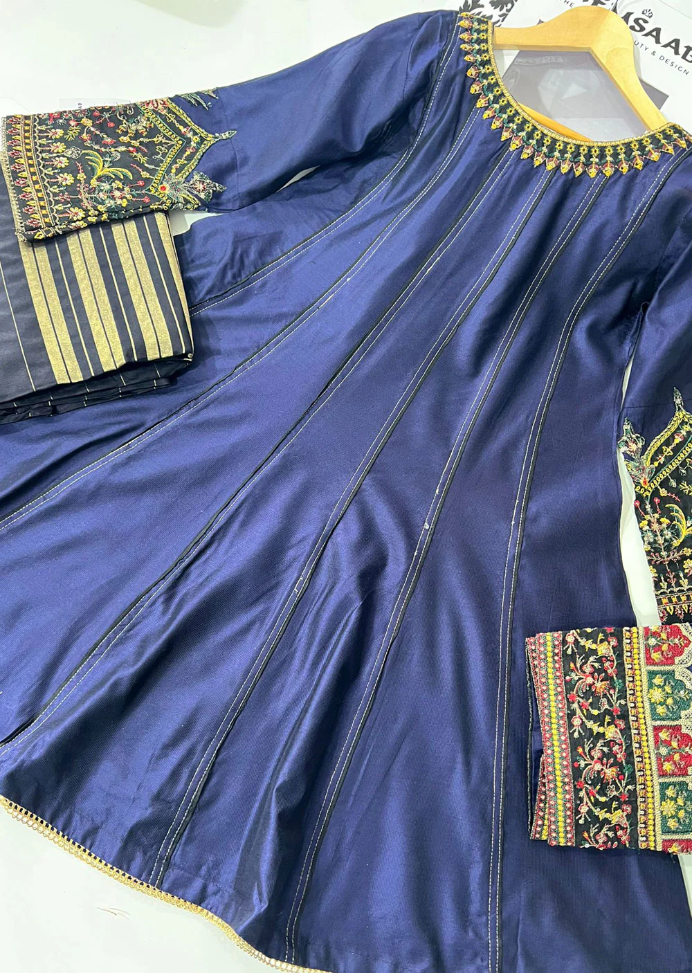 KLD306 Liyana - Navy Readymade Khadi Net Suit - Image 5
