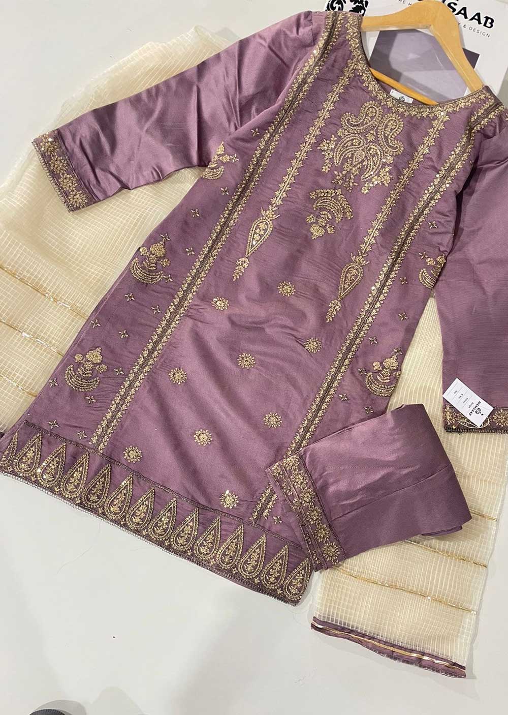 KLD316 Falak - Lilac Readymade Khadi Net Suit - Image 5