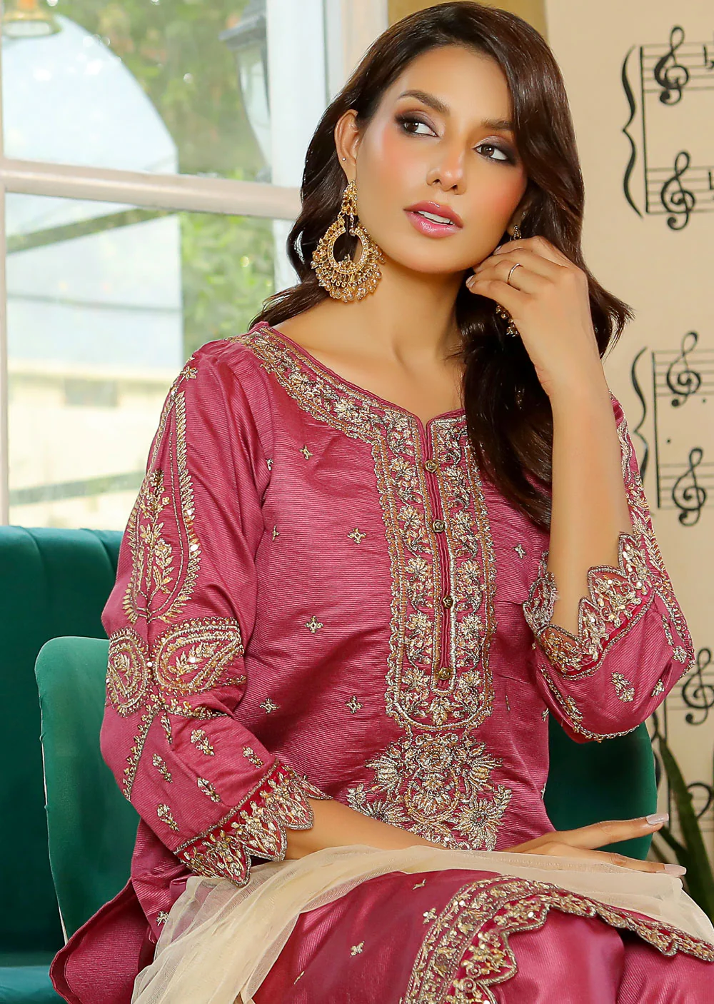 KLD317 Hoor - Pink Readymade Khadi Net Suit - Image 3