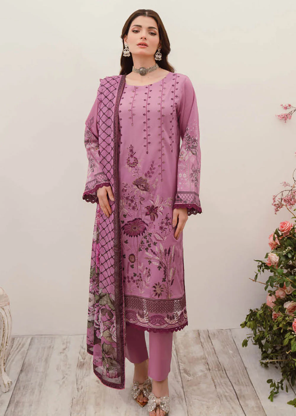 L-1003-R - Readymade - Ramsha Mashaal Luxury Lawn Vol - 10 2024