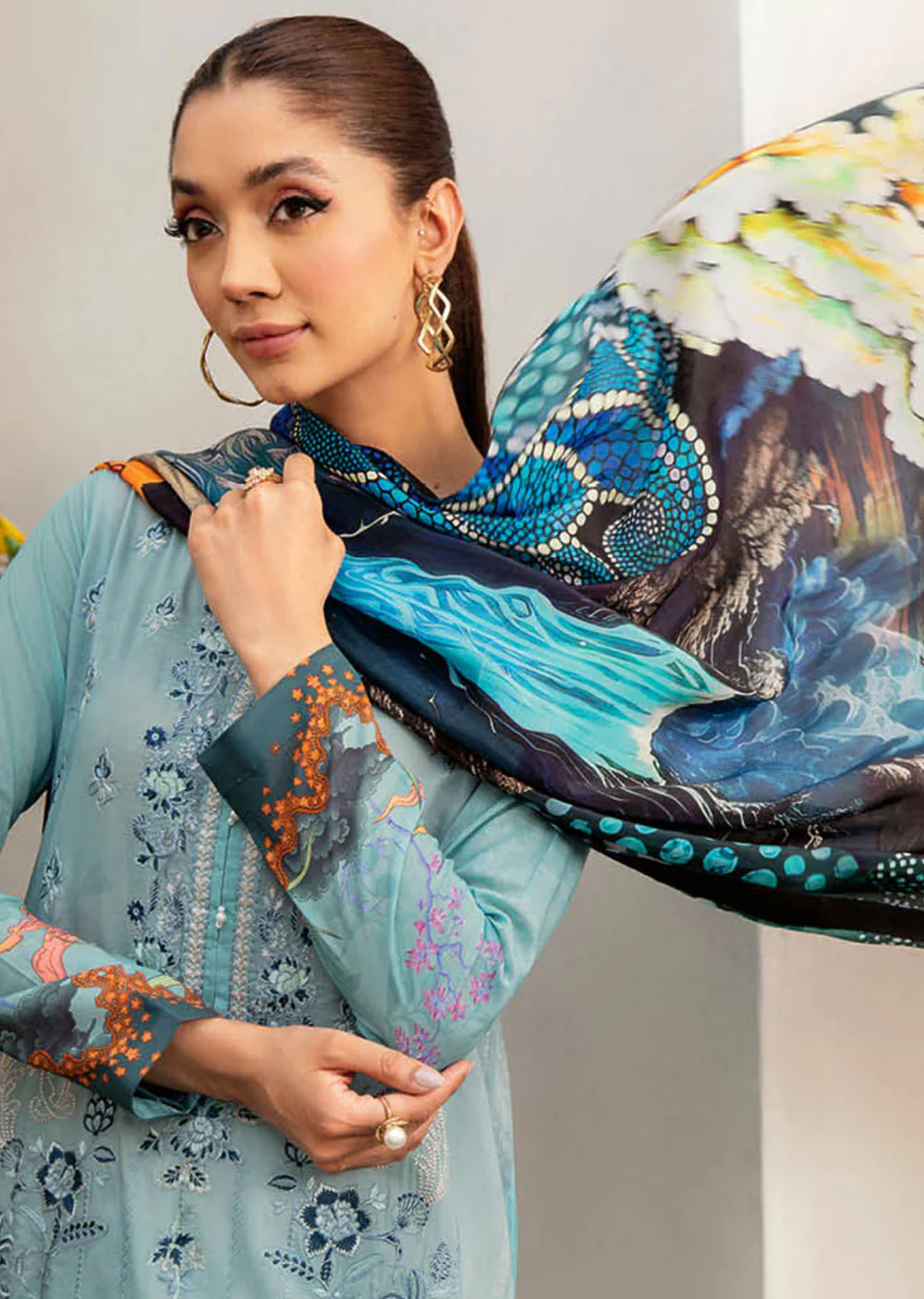 L-1203-R - Readymade - Ramsha Mashaal Luxury Lawn Vol 12 2024 - Image 3