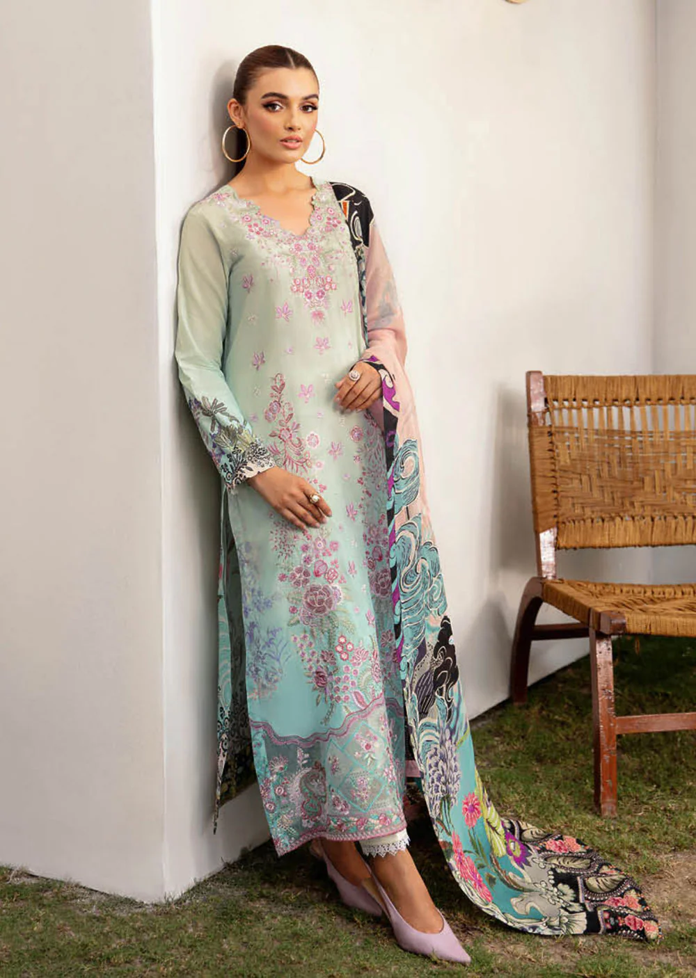L-1206-R - Readymade - Ramsha Mashaal Luxury Lawn Vol 12 2024 - Image 3