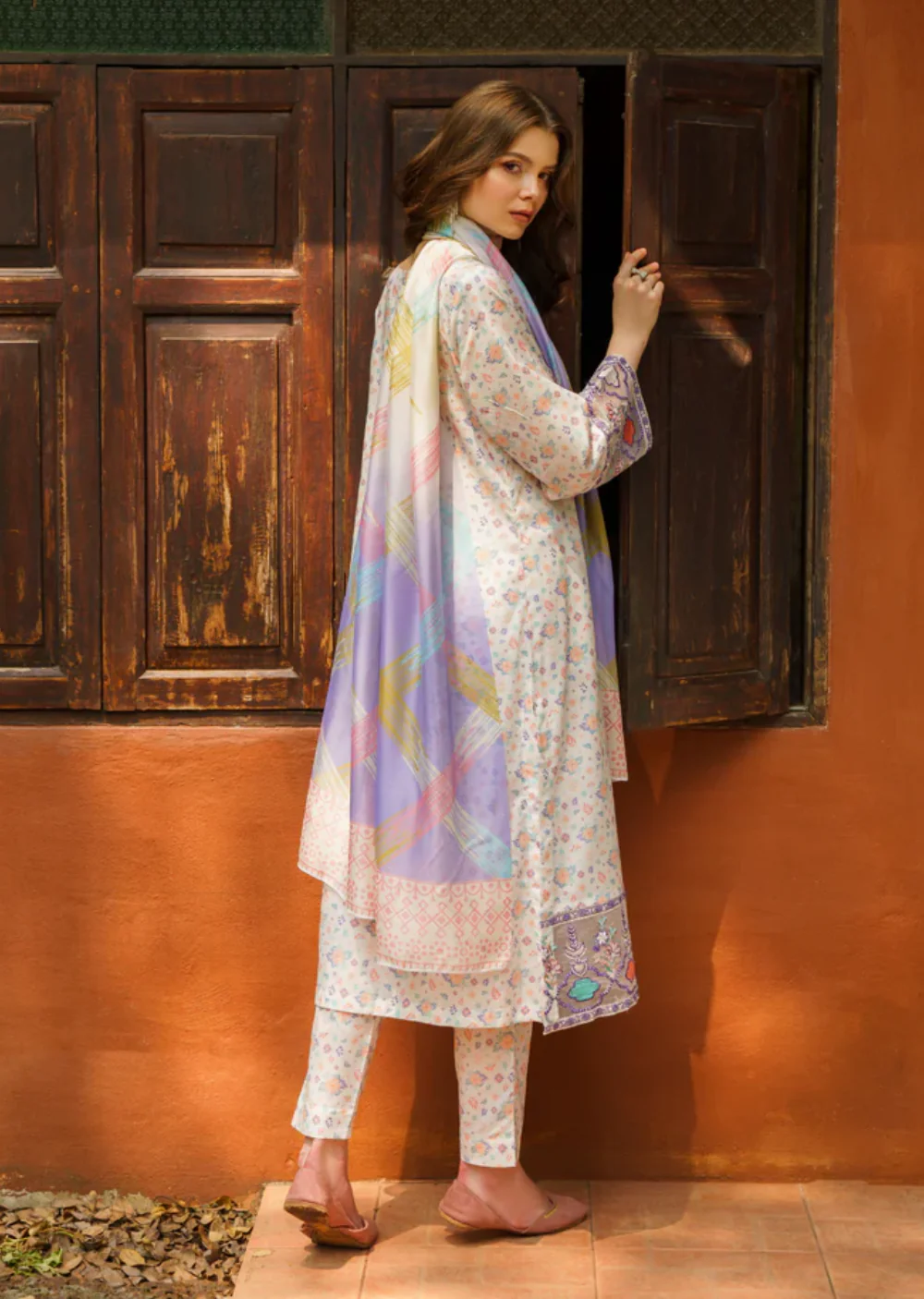 Lavender - Readymade 3 Piece Cotton Suit - Image 3