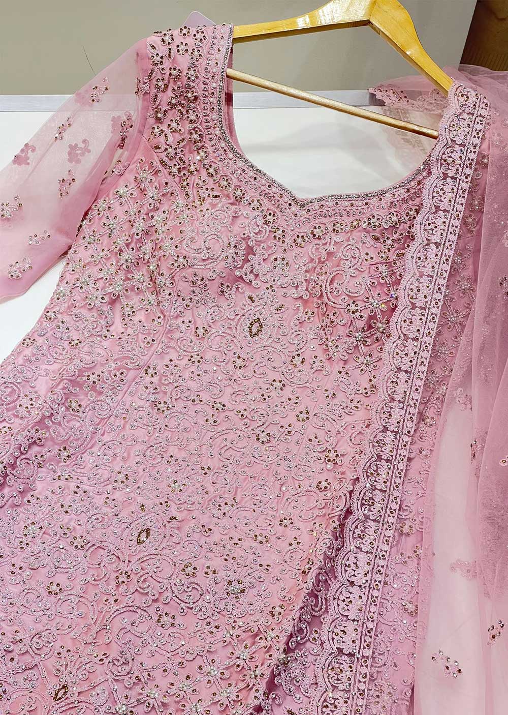 LKSH2201 Pink Readymade Net Wedding Outfit - Image 2