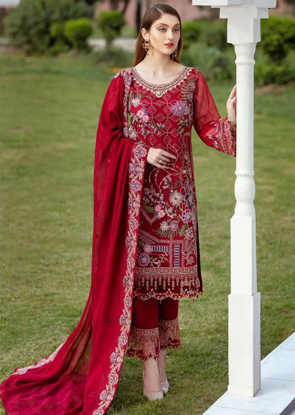 M-410 Readymade Minhal Organza Suit