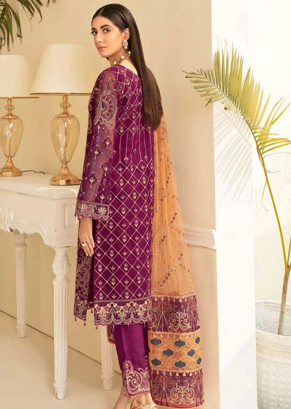 M-501 Readymade Minhal Organza Suit - Image 2