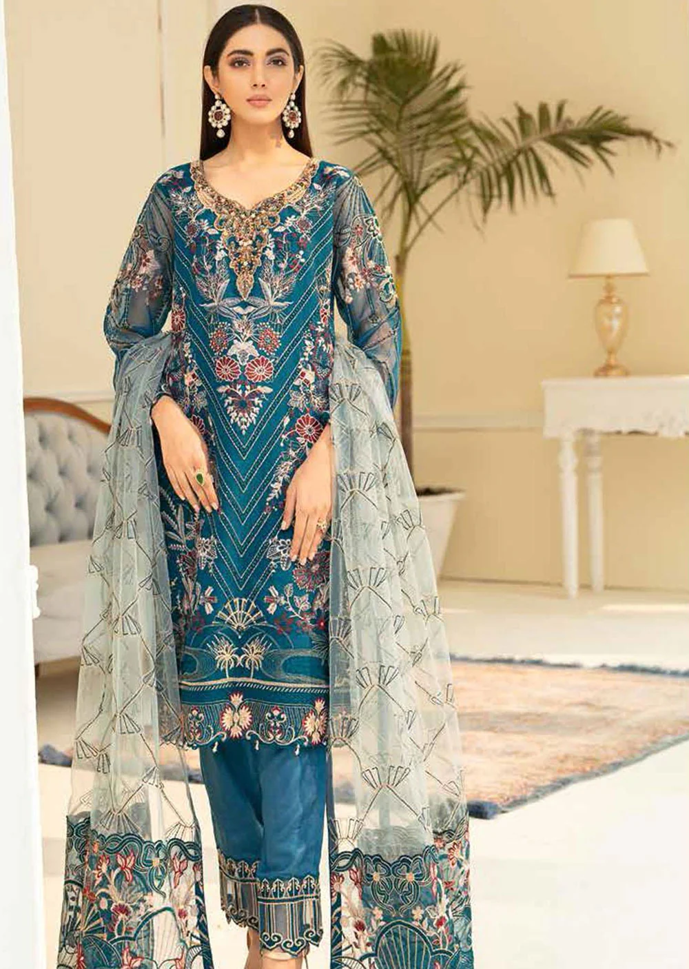 M-504 Readymade Minhal Organza Suit