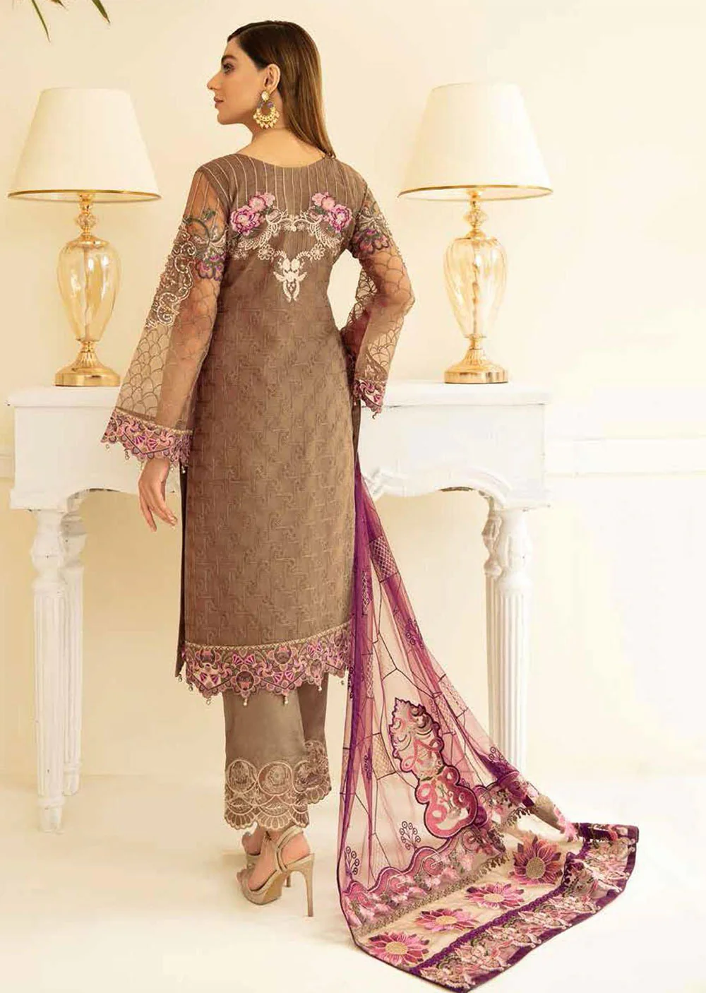 M-505 Readymade Minhal Organza Suit - Image 2
