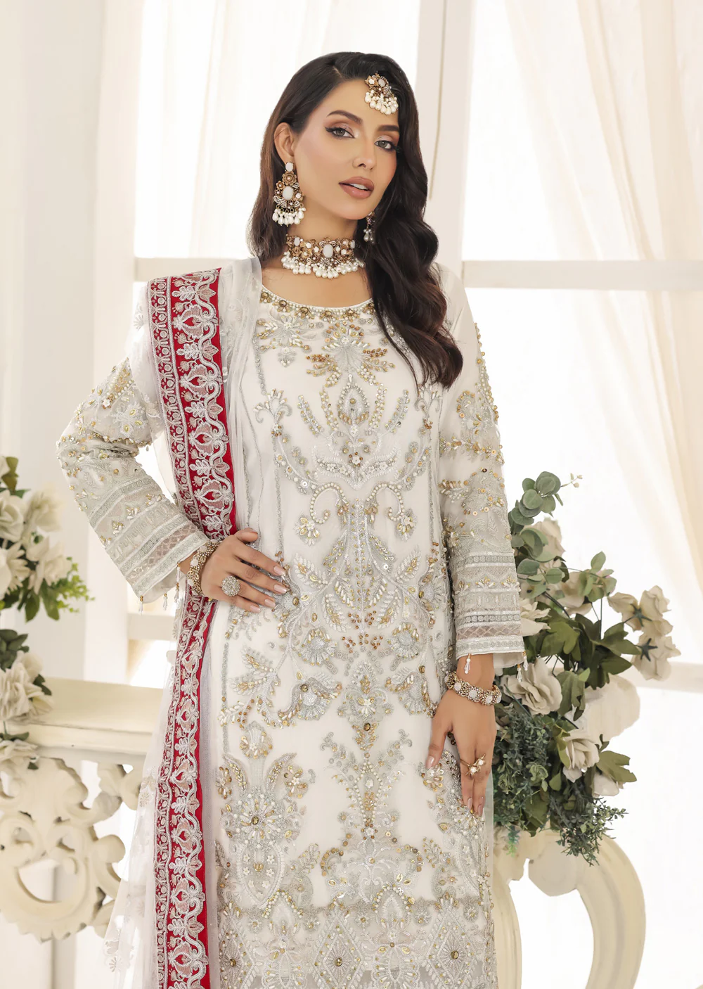 MARWS-10- White - Readymade - Memsaab Wedding Outfit - Image 4