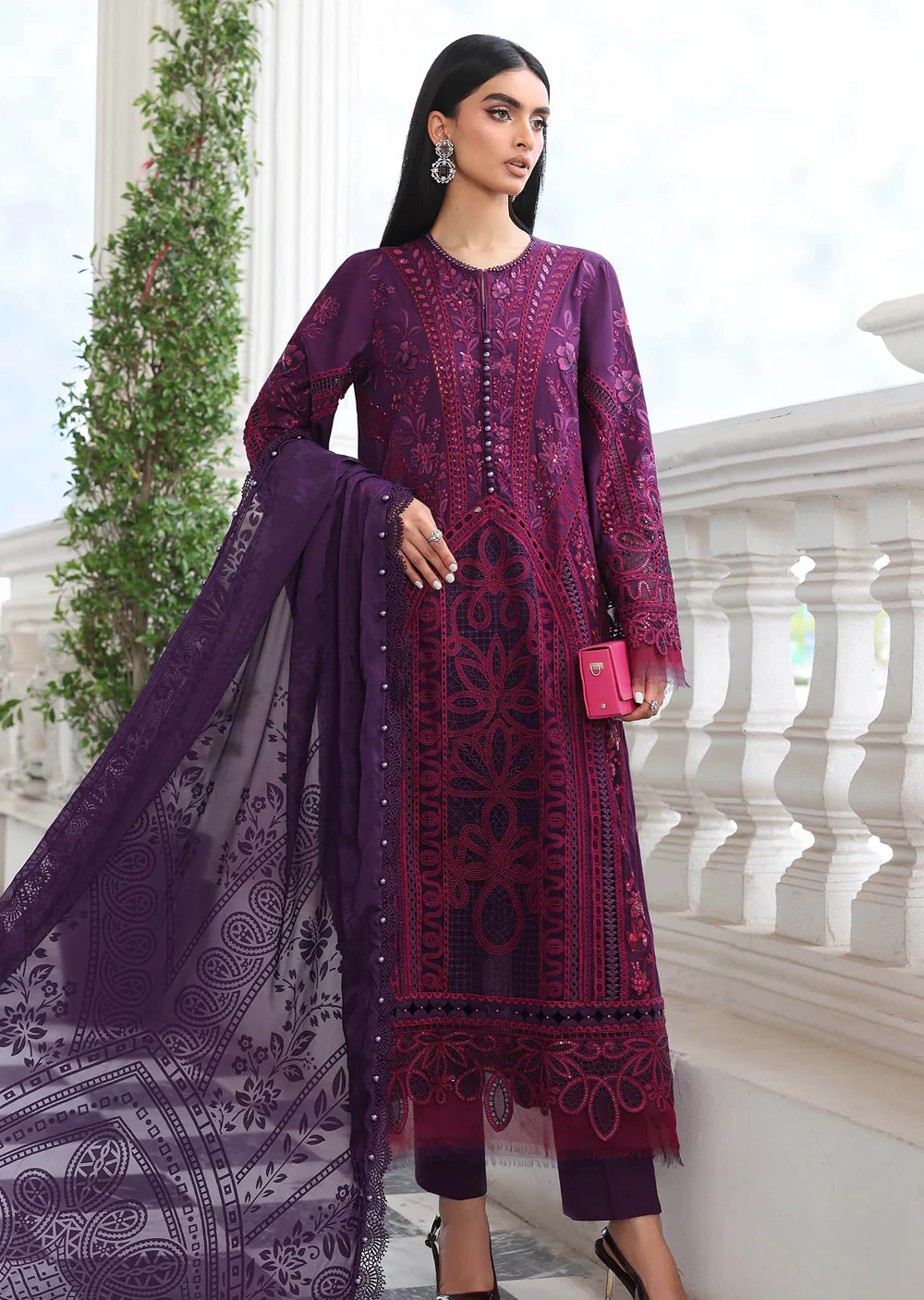 MCB-D14 3 Piece Unstitched Embroidered Lawn Suit - Image 3