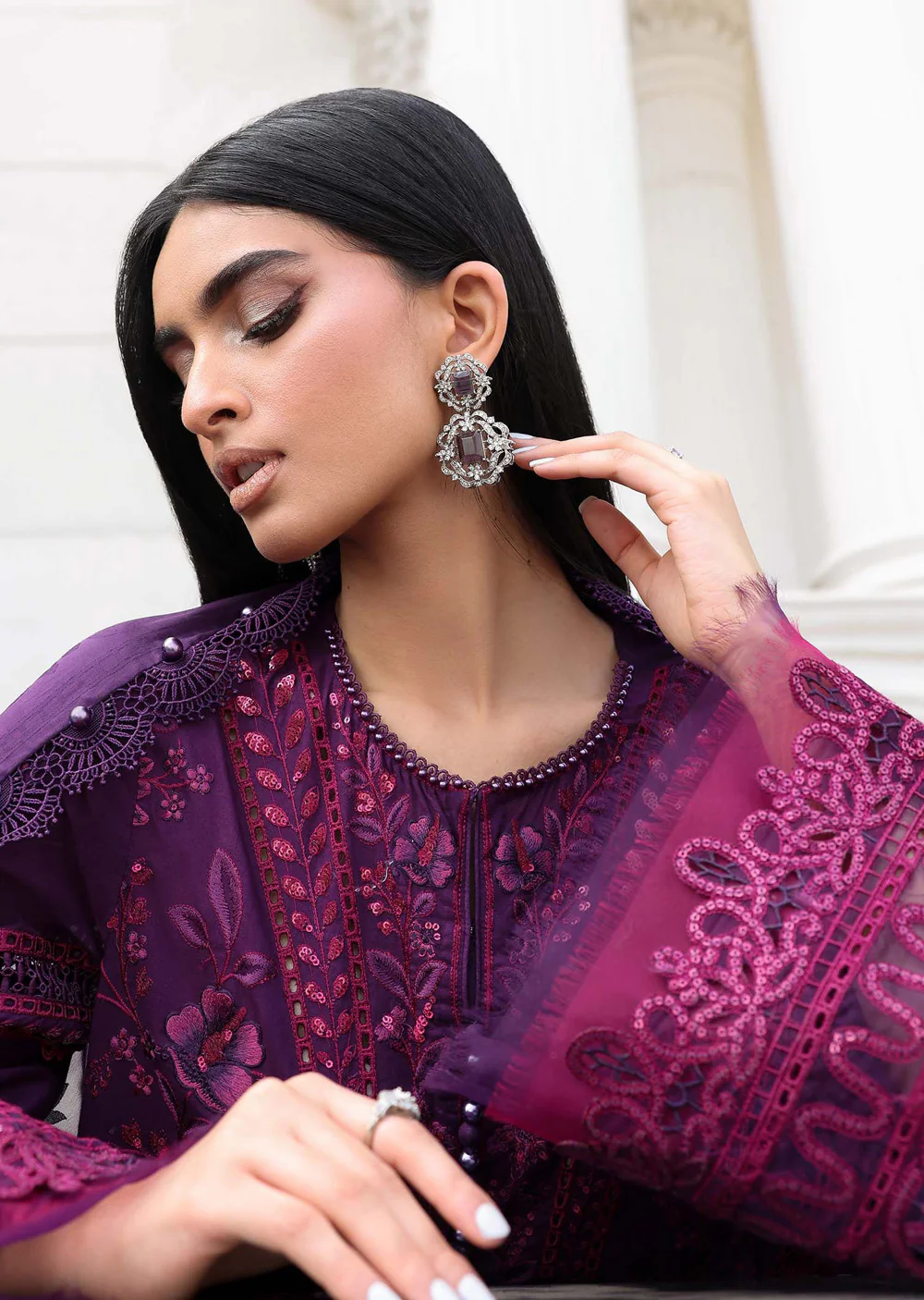 MCB-D14 3 Piece Unstitched Embroidered Lawn Suit - Image 6