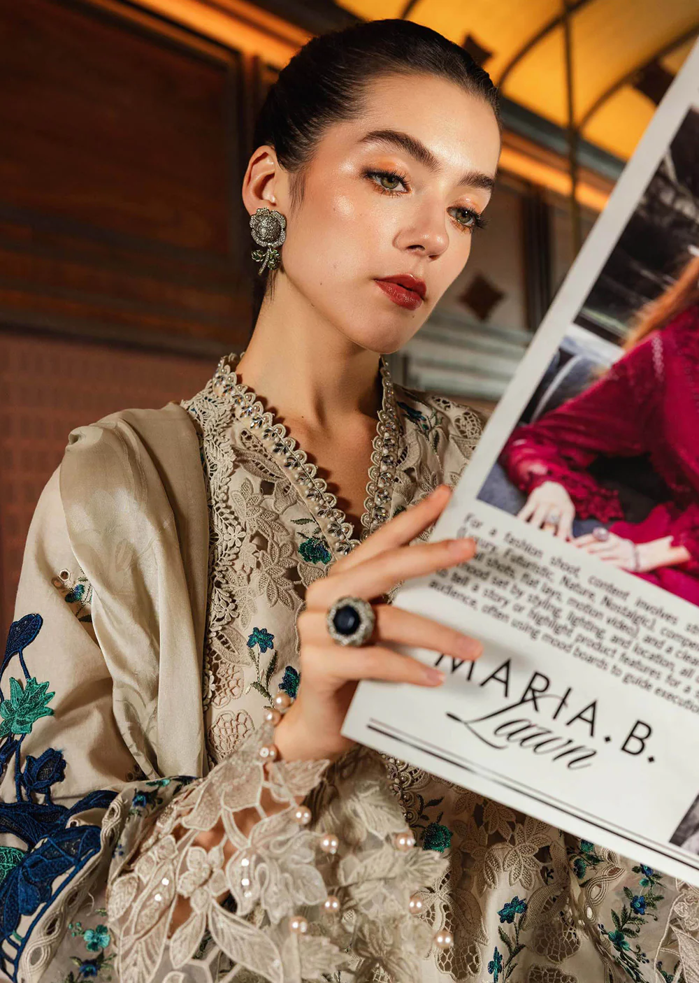 MCB-D8 3 Piece Unstitched Embroidered Lawn Suit - Image 5