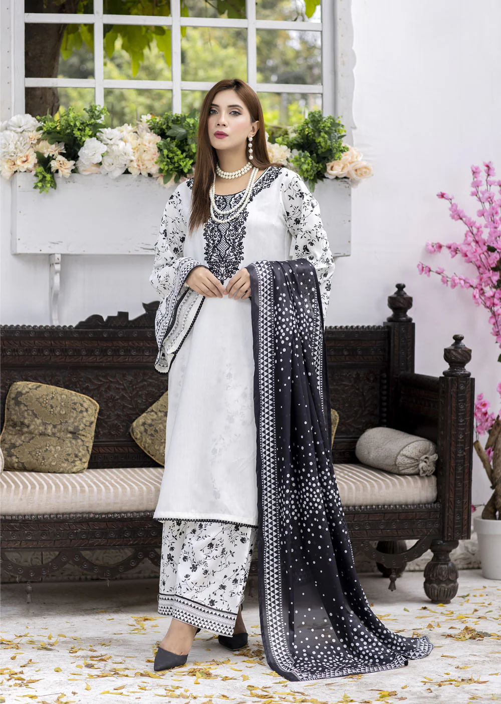 MDM-69 White - Readymade - Embroidered Cotton Suit