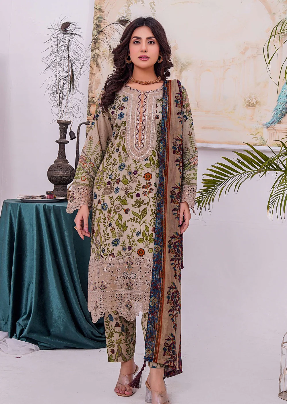 MDNA-05 - Grey Embroidered Lawn Outfit