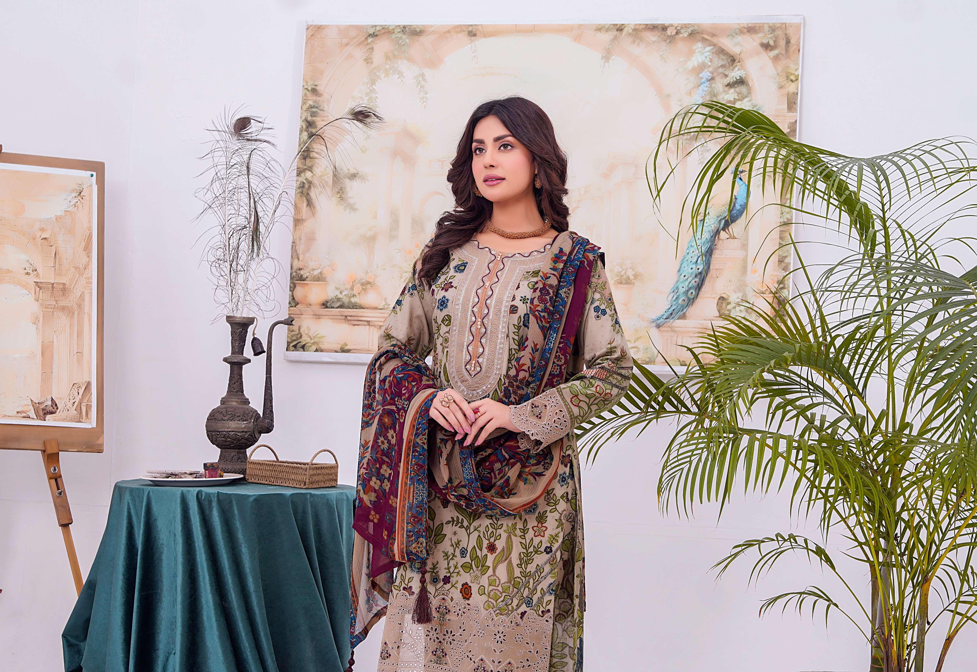 MDNA-05 - Grey Embroidered Lawn Outfit - Image 6