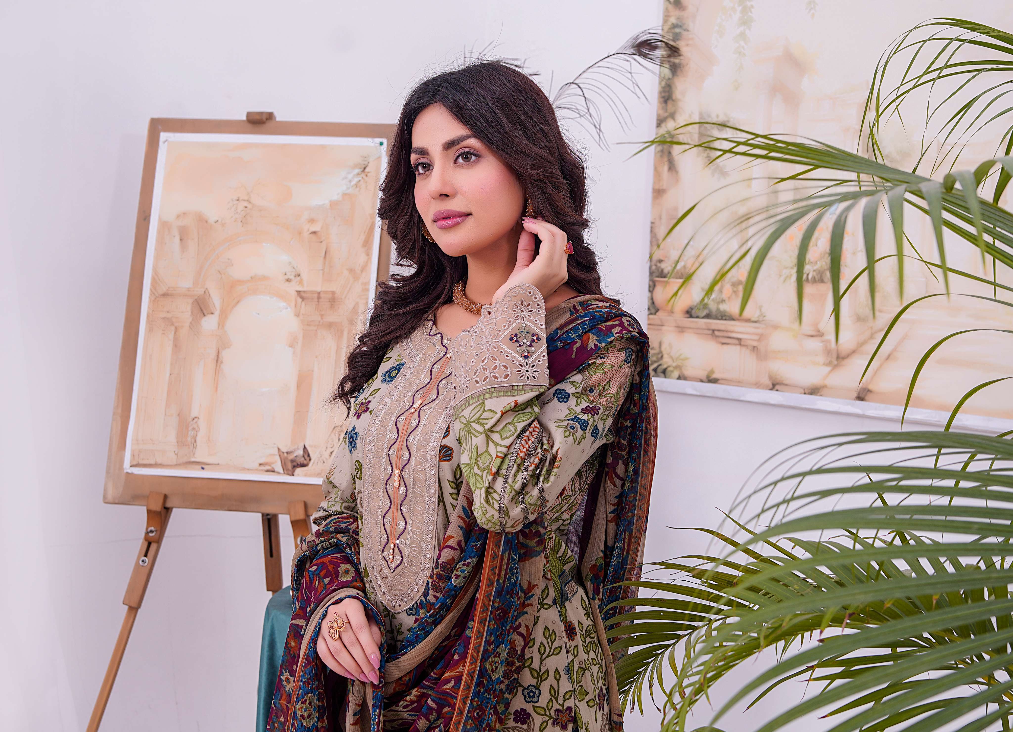 MDNA-05 - Grey Embroidered Lawn Outfit - Image 7