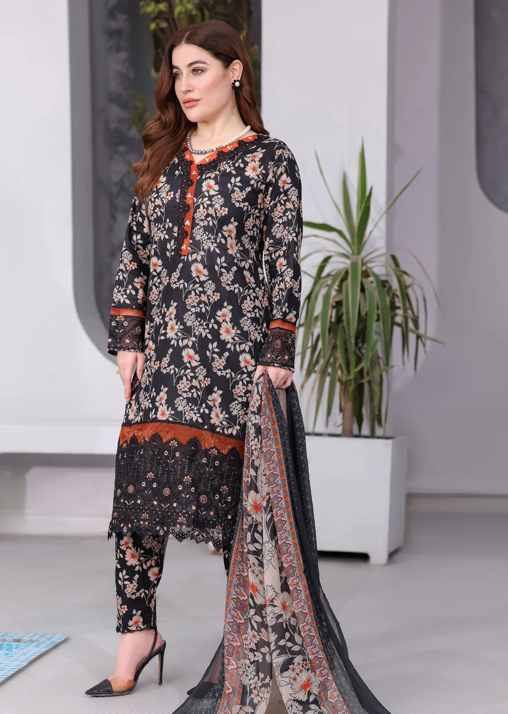 MDNA-18 - Black Embroidered Lawn Outfit