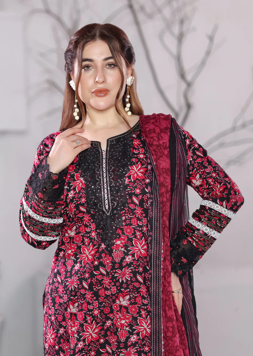 MDNA-22 - Black Embroidered Lawn Outfit - Image 2