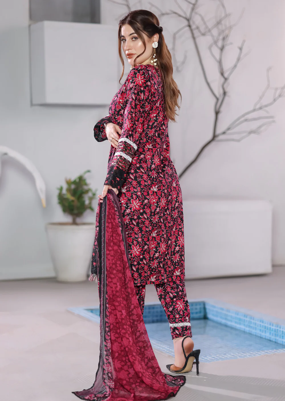 MDNA-22 - Black Embroidered Lawn Outfit - Image 3