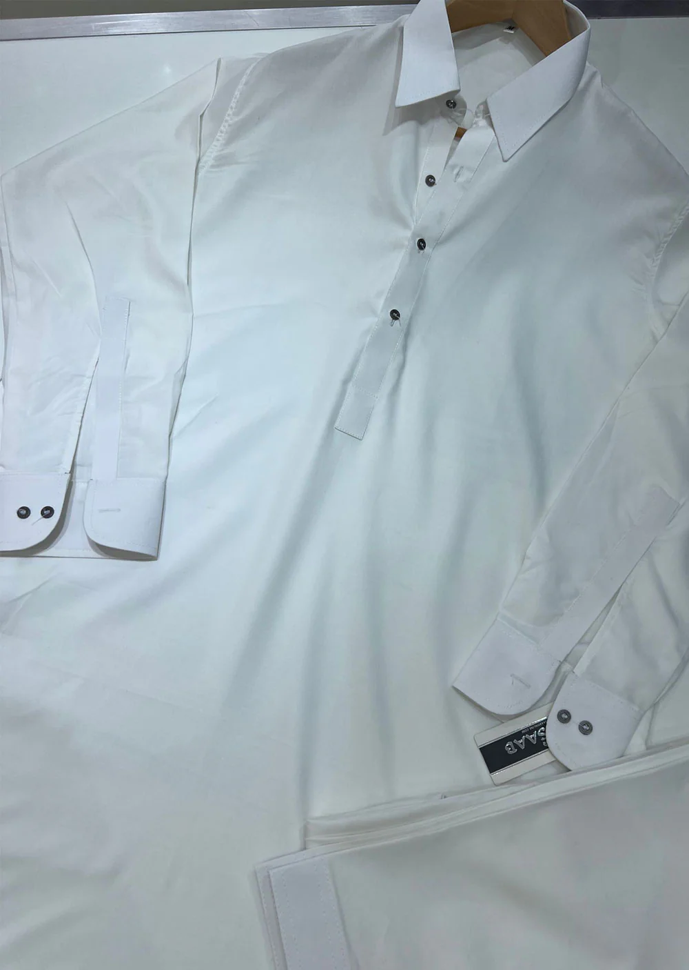 MP1141 Mens Off White Collar Salwar Kameez - Image 2