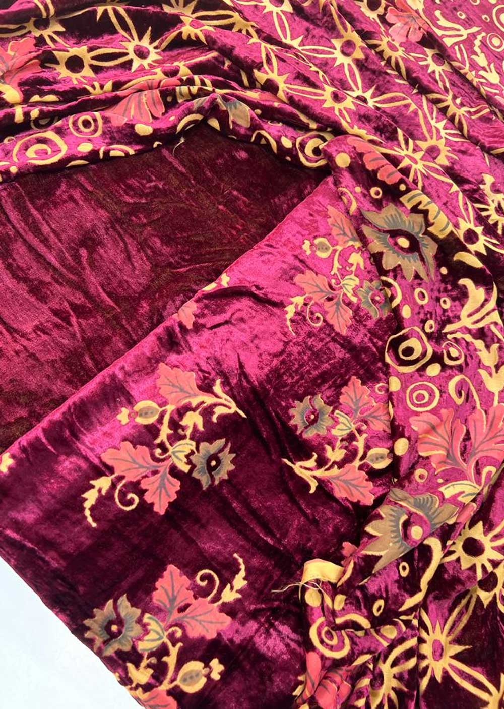 MP707 Maroon Unstitched Velvet Palachi Suit