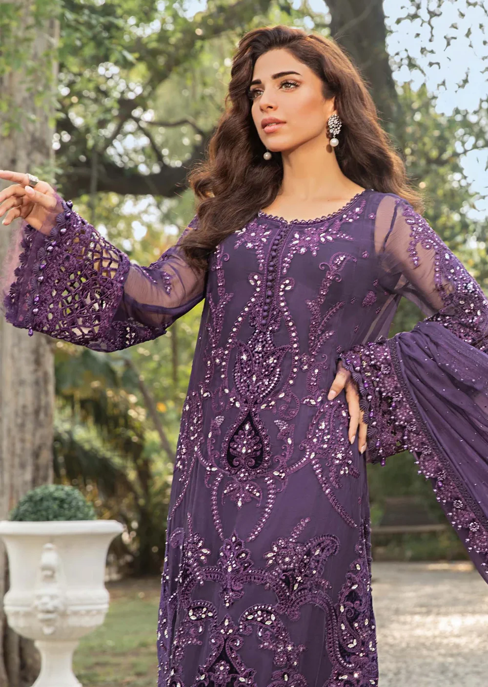 MPC-24-102 - Unstitched - Maria B Embroidered Chiffon 2024 - Image 5