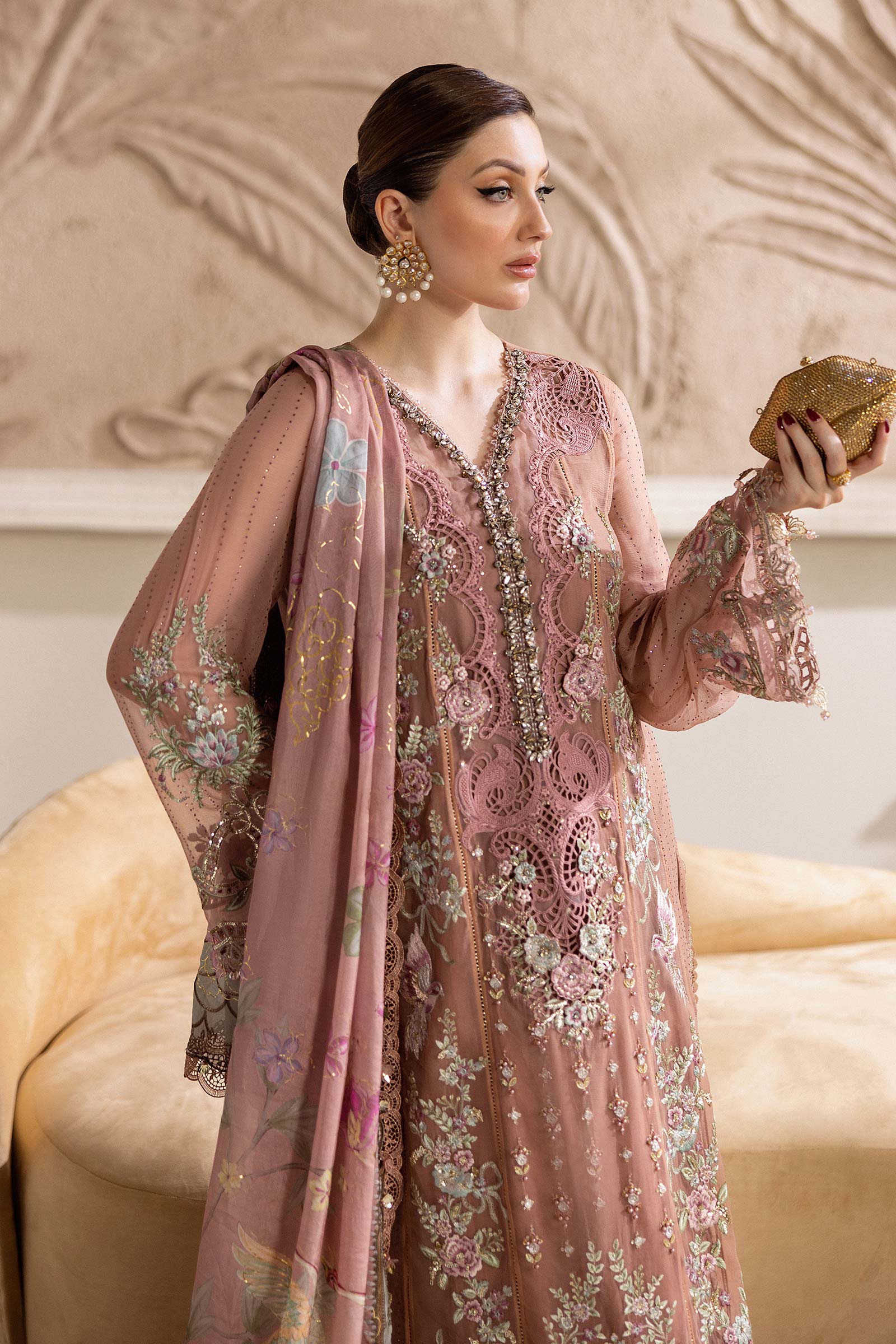 MPC-25-105-Unstitched Embroidered Chiffon Suit Maria B 2025 - Image 2