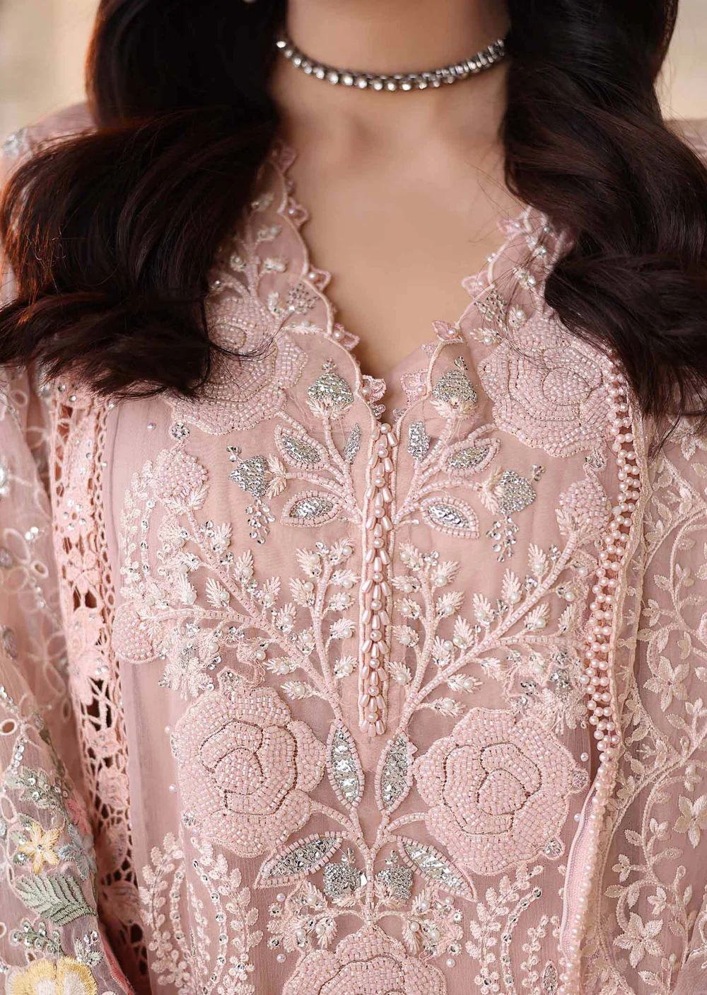 MPC-D4 Maria B Embroidered Chiffon Suit - Image 6