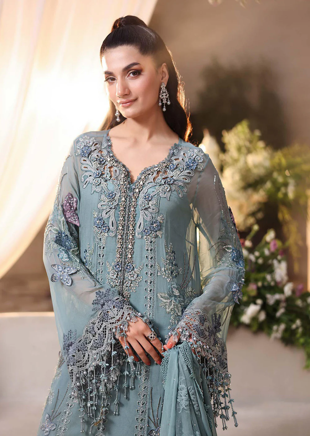 MPC-D6 Maria B Embroidered Chiffon Suit - Image 2