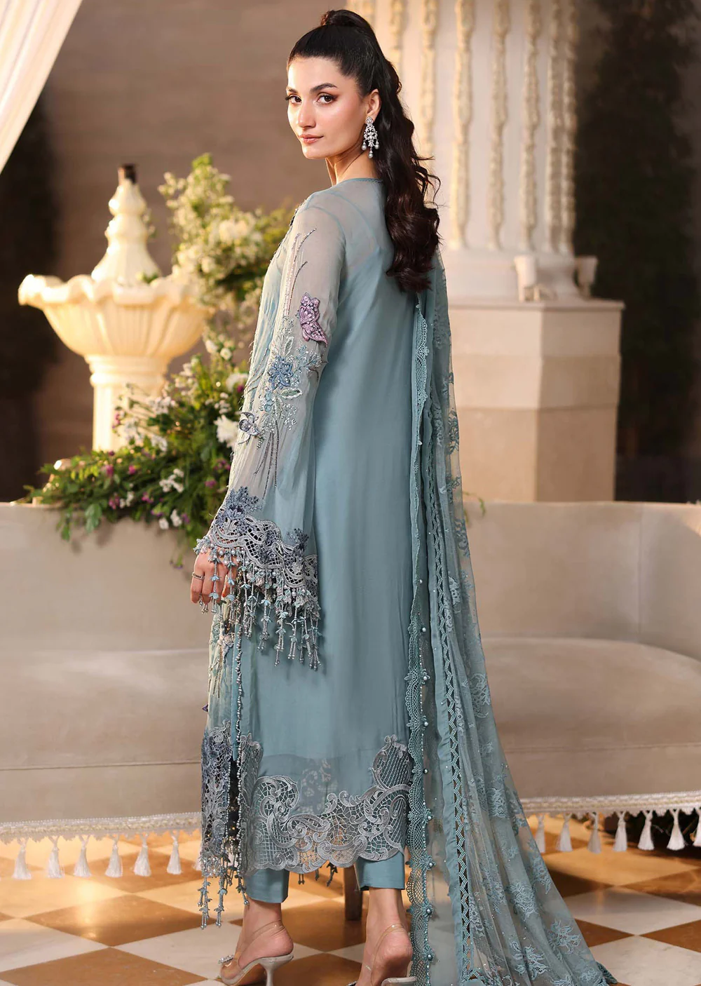 MPC-D6 Maria B Embroidered Chiffon Suit - Image 3