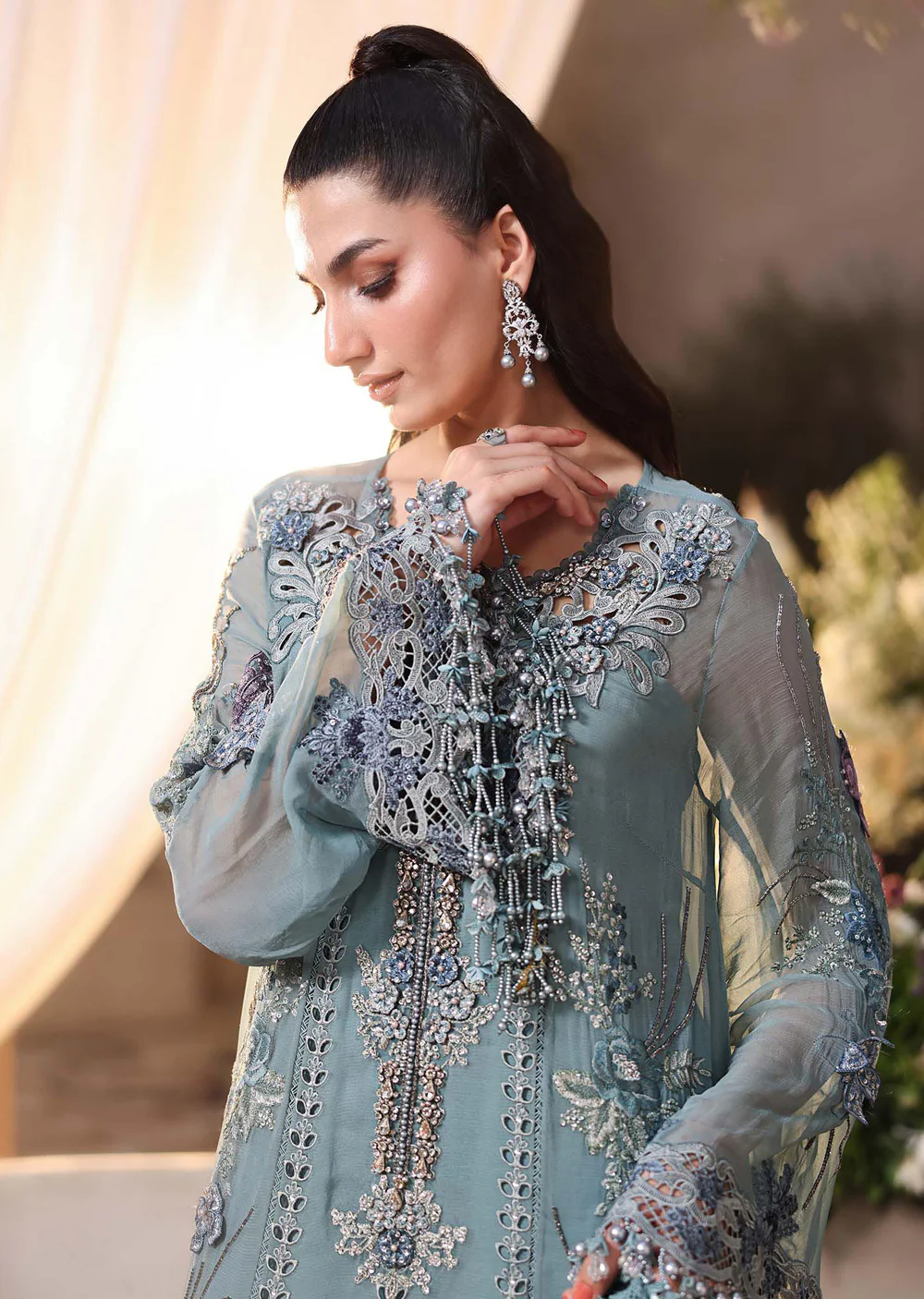 MPC-D6 Maria B Embroidered Chiffon Suit - Image 5