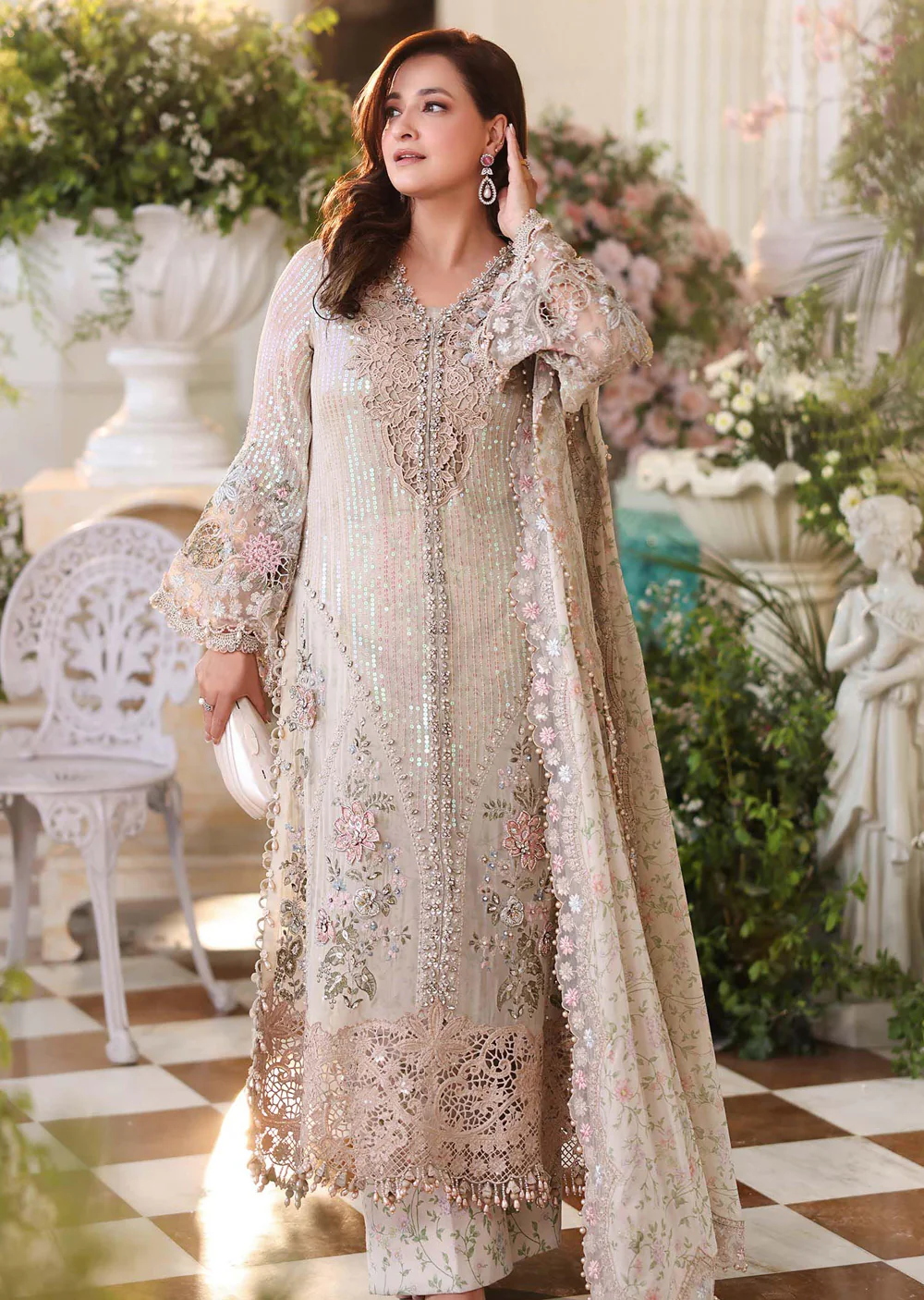 MPC-D7 Maria B Embroidered Chiffon Suit - Image 2